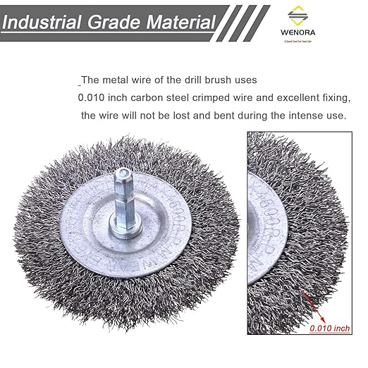 6 Pack Wire Wheel Brush for Drill - 1/4 Inch Hex Shank, Coarse Carbon Steel Crimped Wire Wheel for Cleaning Rust