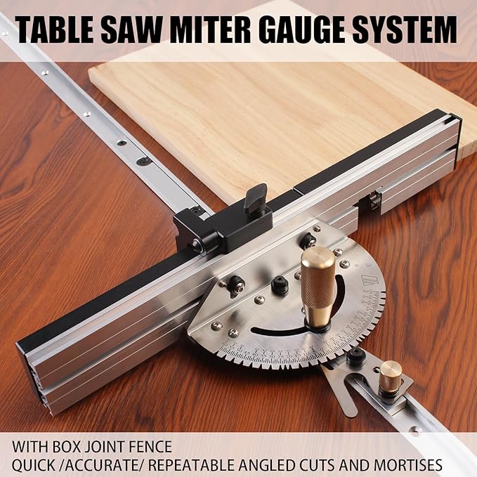 Precision Miter Gauge for Maximum Stock Support and Repetitive Cut Flip Stop