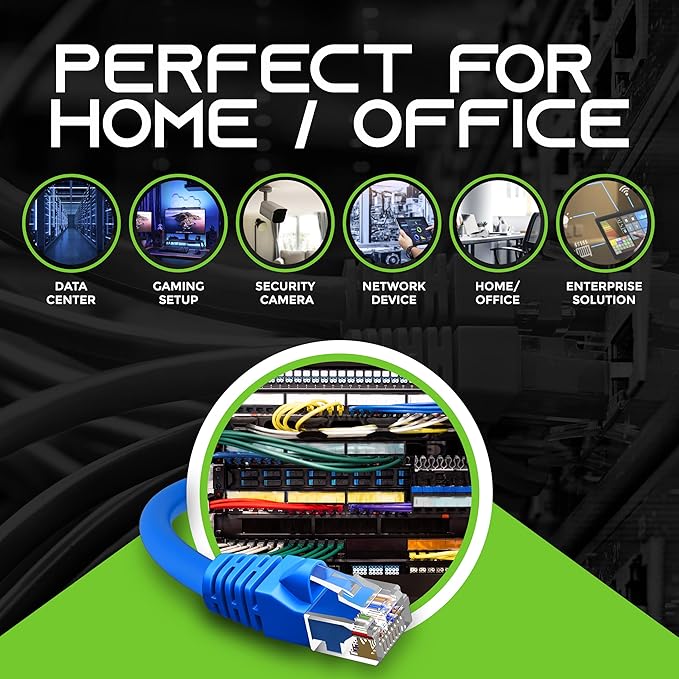 GearIT 100-Pack, Cat5e Ethernet Patch Cable 1 Foot - Snagless RJ45 Computer LAN Network Cord, Blue