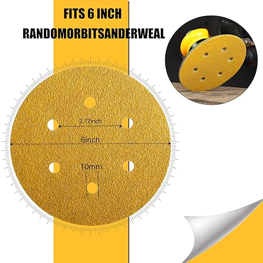 320 Grit Sanding Discs 6 Inch, Hook and Loop Sandpaper for Orbital Sander, Professional for Automotive and Woodworking, 100 Pack