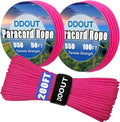 Paracord Nylon Rope Pink 50FT with 7-Strand Core, 10 Colors and 50/100/200 ft, Type III Parachute Cord 4mm for Camping, Survival, Hiking, DIY, Crafting, Outdoor Utility Rope