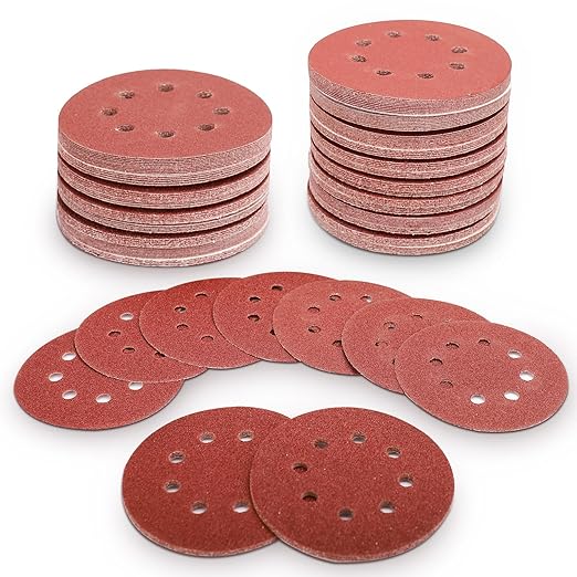 100 PCS 5 Inch Sanding Discs 80 Grit Hook and Loop Adhesive Round Sandpaper for Random Orbital Sander