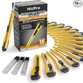 Nicpro 15 PCS Utility Knife Box Cutters Retractable Razor Knife 9mm with 30 PCS Extra Snap Off Blades for Lightweight Office, Home, Arts Crafts, Hobby