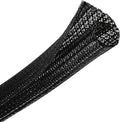 CrocSee 25ft - 3/4 inch Braided Cable Management Sleeve Cord Protector - Self-Wrapping Split Wire Loom for TV/Computer/Home Theater/Engine Bay - Black