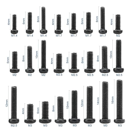 NINDEJIN 650 pcs Laptop Screw Kit, Replacement Computer Notebook Miniature Screws, M1.4 M1.7 M2 M2.5 M3 Note PC Motherboard Round Pan Head Phillips Fasteners Set