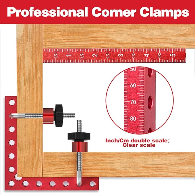 Corner Clamps for Woodworking - 90 Degree Clamp 4 Pack 5.5“x 5.5” Aluminum Alloy Right Angle for Woodworking Corner Clamp Toolsand Equipment L Square Aluminum Angle Clamp Tool
