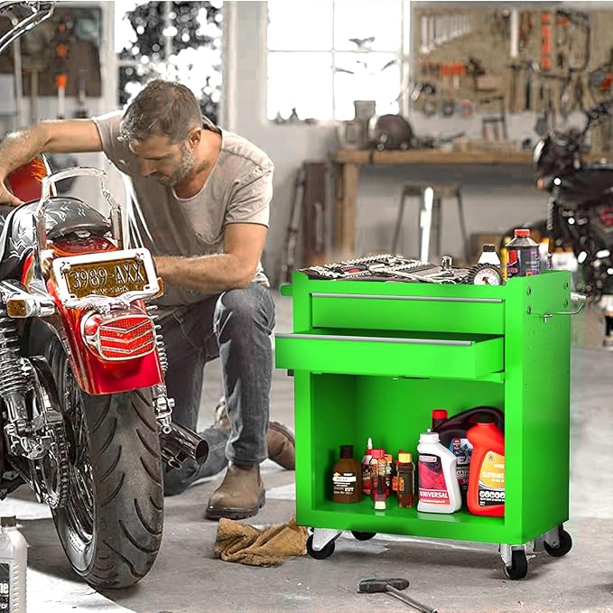 8-Drawer Rolling Tool Chest, 2-in-1 Tool Box Organizer with Lockable Wheels, Sliding Drawers, and Detachable Top, Garage Workshop Tool Storage Cabinet, Green