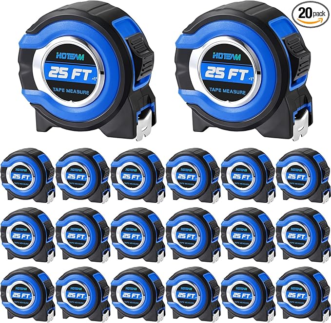 Hoteam 20 Pcs Tape Measure with Fractions 1/8 Steel Measuring Tape Retractable Easy Read Measurement Tape Steel Power Tape Wide Blade Tape Measure (25FT 1 inch)