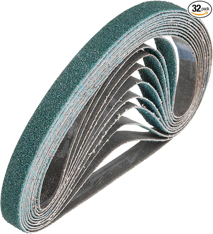 HARFINGTON 1/2 x 18 Inch Sanding Belts, 32 Pcs 60 Grit Zirconia Abrasive Belt Sander File Belt for Woodworking, Metal Polishing, Knife Sharpener