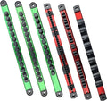 6-Piece Magnetic Socket Organizer Set, Holds Screwdrivers, Wrenches & Sockets, Rail System with Removable End Caps, for 1/4, 3/8, 1/2 Inch Drive Sockets, Tool Organization (Green & Red)