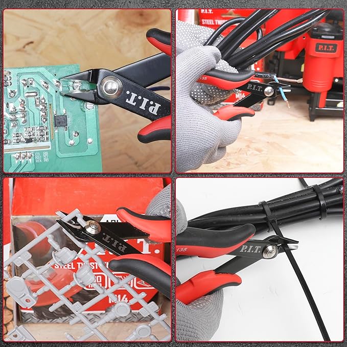 P.I.T. Micro Wire Cutter, 5.5'' Precision Electronics Flush Cutter with TPU Handle, Spring Loaded Wire Cutter for Crafting, Electronics, Jewelry Making