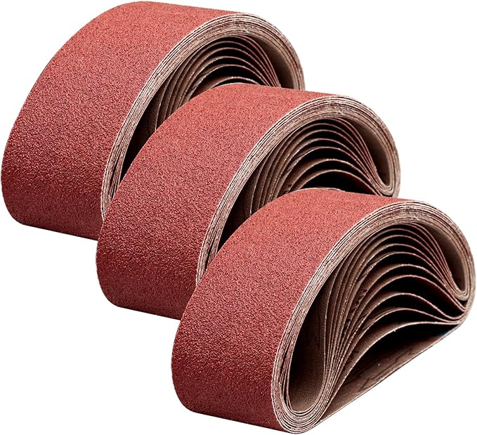 21 Pcs 3 x 21 Inch Sanding Belts,3 Each of 40 60 80 120 180 240 400 Grits 3 x 21 Belt Sander Sanding Belts,Aluminum Oxide Belt Sander Paper for Woodworking Metal Paint Polishing