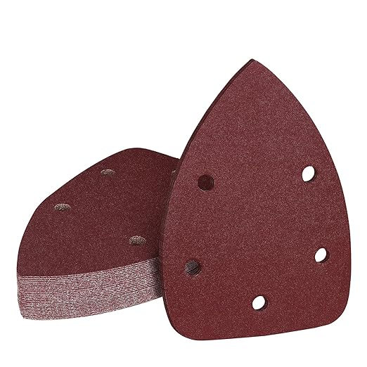 180 Grit Mouse Sander Sandpaper, Jamiikury 5 Hole Detail Sander Sandpaper Palm Sander Paper Mouse Sanding Pads Hook and Loop Sanding Sheets - Pack of 20