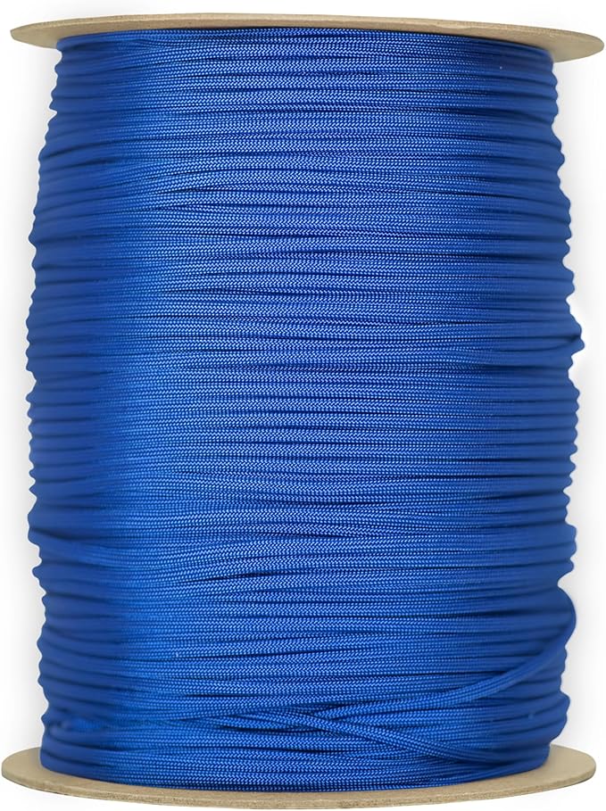 The Paracord Store | Type III 550 Paracord - 1000 FT Spool, Electric Blue | Heavy Duty 7 Strand Tactical Paracord - USA Made Nylon Outdoor Parachute Cord for Camping, Fishing & More - Survival Cord