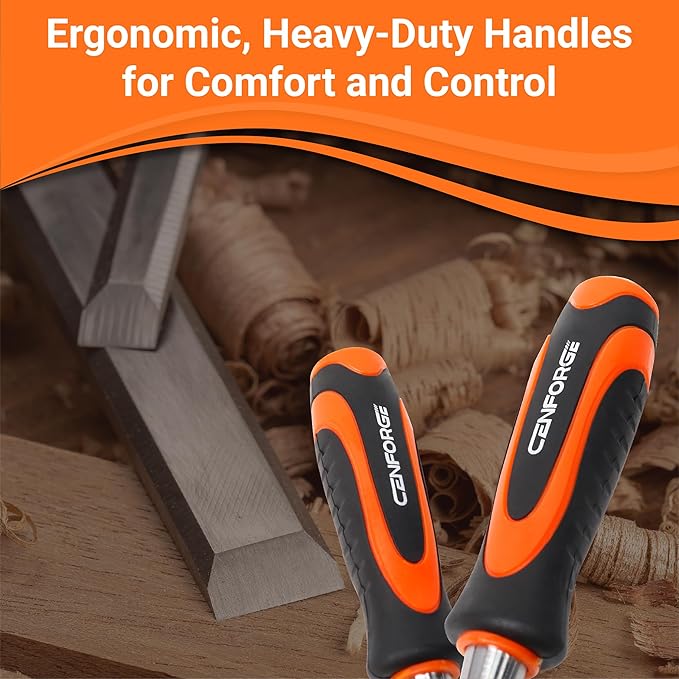 10-PC Wood Chisel Set, 6 Wood Chisels with 1 Honing Guide, 1 Sharpening Stone and 2 Carpenter Pencils, Wood Chisels for Woodworking, formones para carpintería
