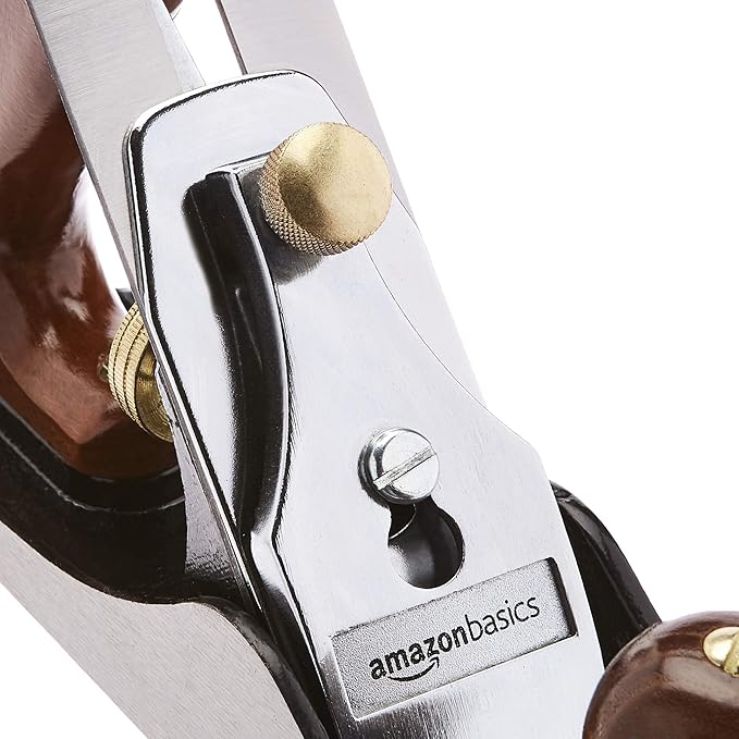 Amazon Basics No.4 Adjustable Universal Precision Smoothing Bench Hand Plane with 2-Inch Blade and Wooden Handles, Brown
