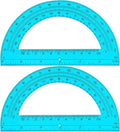 EBOOT Plastic Protractor Math Protractors 180 Degrees, 6 Inch, Pack of 2 (Blue)