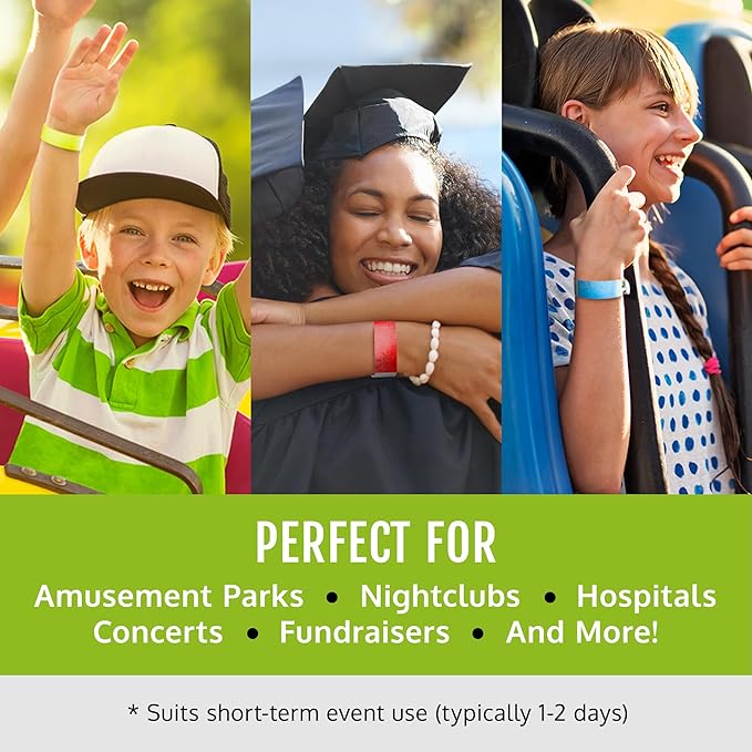 1,000 WristCo Lime Green Tyvek Wristbands for Events Tamper-Proof Design & Fluorescent Color Prevent Reuse Premium-Grade Bracelets for Hospital & Medical ID, Party & VIP Identification