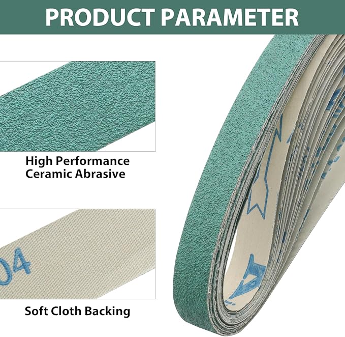 2 x 36 Inch Ceramic Sanding Belts, 2x36 Metal Grinding Sanding Belt 60/80/120/180/240/400 Grit, Sander Belt for Knife Making, Rust Removal, 6 Pack