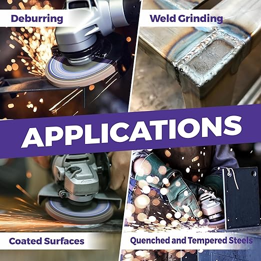5-Pack 4.5" x 7/8" Ceramic Flap Disc, 40 Grit, Bevel Type #29, Premium Industrial Grade, High-Performance Angle Grinder Grinding Wheel for Edge Grinding - Purple