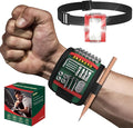 Magnetic Wristband for Tools, Tool Belt Wrist Band with LED Light, 15 Powerful Magnet, Adjustable Wrist Screws Holder, Birthday Gift for Men, Him, Dad, Fathers Day, Mechanics, Woodworker, Handyman