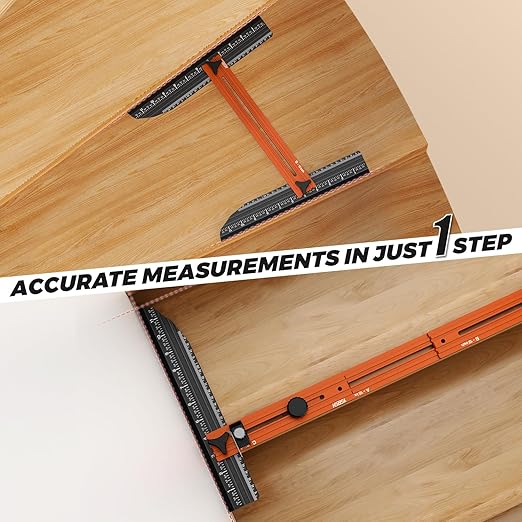 Stair Tread Template Tool - Precision Stair Gauge Measuring Tool with Self Locking Width, 8-72 Inches Lightweight Stair Tread Tool & Jig for Steps Measuring & Scribe, Orange