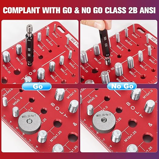 56Pcs Thread Checker, Nut and Bolt Thread Checker Standard and Metric, Thread Gauge Include 22 Inch & 22 Metric & 12 Drill Bit Sizes, Suitable for Nut Bolt Size Finder Classification.