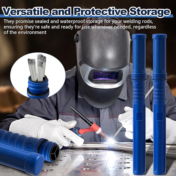 Tandefio 8 Pcs Welding Rod Storage Tube 40 Inch Tig Rod Storage Canisters Welding Electrode Holder Airproof Waterproof Container(Blue)