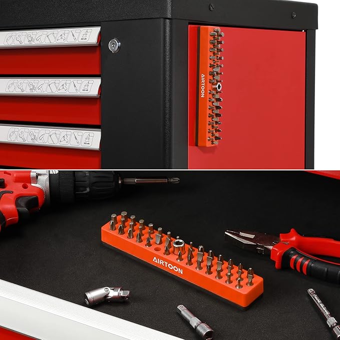 AIRTOON 1/4" Magnetic Hex Bit Holder, 43 Holes Bit Storage with Strong Magnetic Base, Magnetic Screwdriver Bit Organizer, Orange