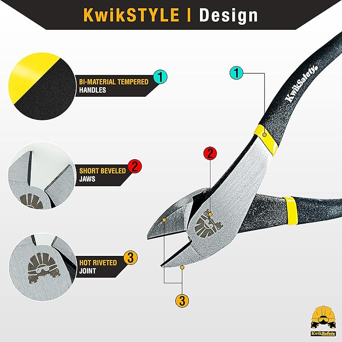 KwikSafety - Charlotte, NC - PINZA Ironworker Pliers Heavy Duty Diagonal Cutting Pliers Angled Head Steel Rebar Cut Aluminum Bi-Material Tempered Handles & Short Beveled Jaws Lineman Plier