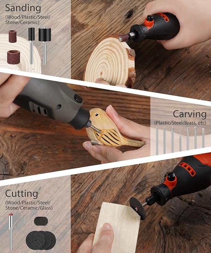 HARDELL Rotary Tool Accessories, 227pcs Power Rotary Tool Accessories Kit, 1/8"(3.2mm) Diameter Shanks, Universal Fitment for Easy Cutting, Polishing, Sanding, Carving, Grinding, Engraving