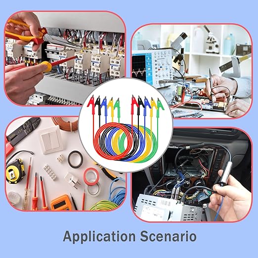 Short Alligator Clip Test Leads,Clip to Clip Insulator Test Leads,Heavy Duty Test Leads with Alligator Clips for multimeters, Battery Testing,16AWG 3.28Ft 5PCS.