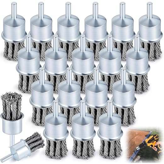 20 Pack 1 Inch Knot Wire Brush for Drill- 1/4 Inch Shank Die Grinder Wire Wheel Sturdy Twist Drill Grinder Attachment for Paint Removal, Cleaning, Deburring Carbon Steel Black