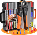 Preciva Ferrule Crimping Tool Kit - AWG 28-5 (0.08-16mm²) Self-Adjustable Ratchet Ferrule Terminals Crimping Tool, Quadrilateral Ferrule Crimper with 1500Pcs Ferrules Connectors