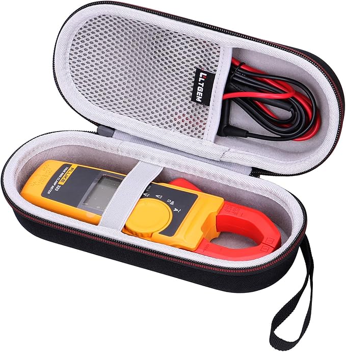 LTGEM Hard Case Compatible with Fluke 323/302+ / 301D / 324/325 Clamp Meter Clamp Multimeter AC-DC TRMS, Mesh Pocket for Accessories(Case Only)