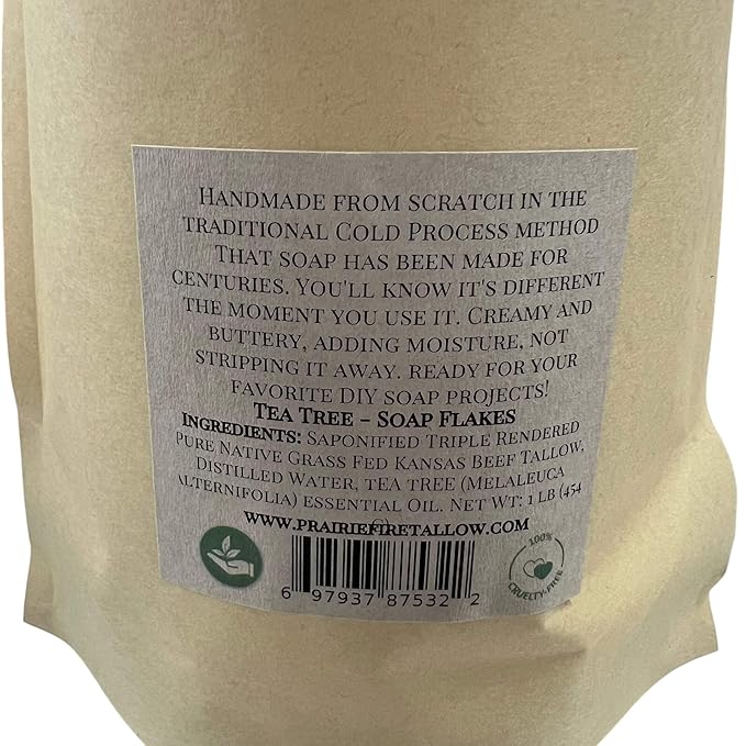 Pure Beef Tallow Soap Flakes - Made in USA - Grass Fed and Finished - Face, Body and Hair - Cleans, Moisturizes, Soothes, and Hydrates. Natural and Organic Frankincense