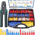 smseace 1100Pcs Crimp Wire Connectors with Crimping Tool Packed in Handheld box 22-10AWG Insulated Crimp Spade/Fork/Ring/Butt Electrical Speaker Wire Connector