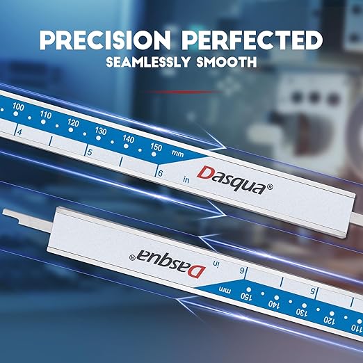 Dasqua 6 Inch/150mm Digital Caliper Electronic Industrial, Stainless Steel, with Large LCD Screen and Storage Case Auto Off Featured Measuring Tool, Resolution 0.0005"/0.01mm, Accuracy 0.001”/0.02mm