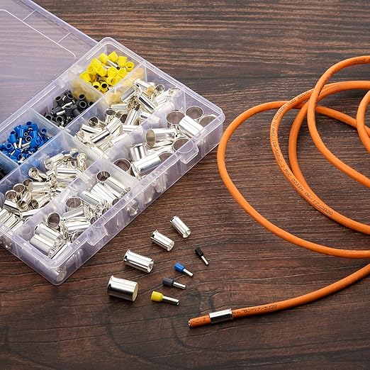 440 Pieces Wire Ferrules Kits Ferrules Wire Ends Terminals Crimp Terminal Connector Sleeves AWG (2/0 1/0 2 4 10 12 14 16)