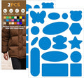 Azobur Down Jacket Repair Patches-Waterproof, Self-Adhesive,Nylon Fabric Patches for Puffy Jackets, Rain and Snow Gear, Tents, Sleeping Bag and More(Blue，2pcs)