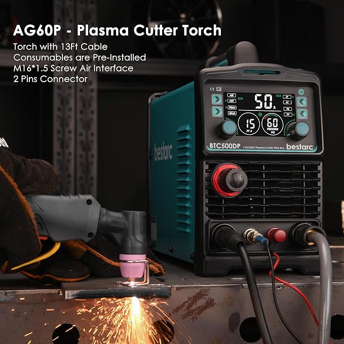 Pilot Arc Plasma Cutting Torch, AG60P 4 Meters High Frequency Air Plasma Cutting Torch AG60P Suitable for Plasma Cutter BTC500DP, BTC650DP, CUT55P