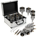 MAZING 16PCS TCT Hole Saw Kit for Hard Metal, 5/8"-2-1/8" Carbide Tungsten Carbide Tipped Hole Saw Set, Heavy Duty Hole Cutter Set for Cutting Stainless Steel, Iron, Copper, Aluminum, Sheet Metal