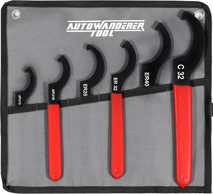 Universal Spanner Wrench Set 6Pcs Steel Adjustable Shock Wrench Coilover Spanner Motorcycle Coil Over Shock Adjustment Tool