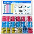 Kuject 600 PCS Heat Shrink Wire Connectors kit, Multipurpose Waterproof Electrical Wire Terminals, Insulated Crimp Connectors Ring Fork Spade Butt Splices for Automotive Marine Boat Truck