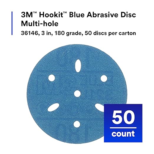 3m 3M-36146 Hookit Blue Abrasive Disc Multi-hole, 3, 180 Grade