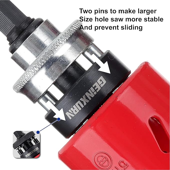 Heavy Duty Quick Change Hole Saw Mandrel, 7/16-Inch and 3/8 Inch Hole Saw Arbor with 3Pcs Central Drill/2PCS Hex wrench/2Pcs Spring