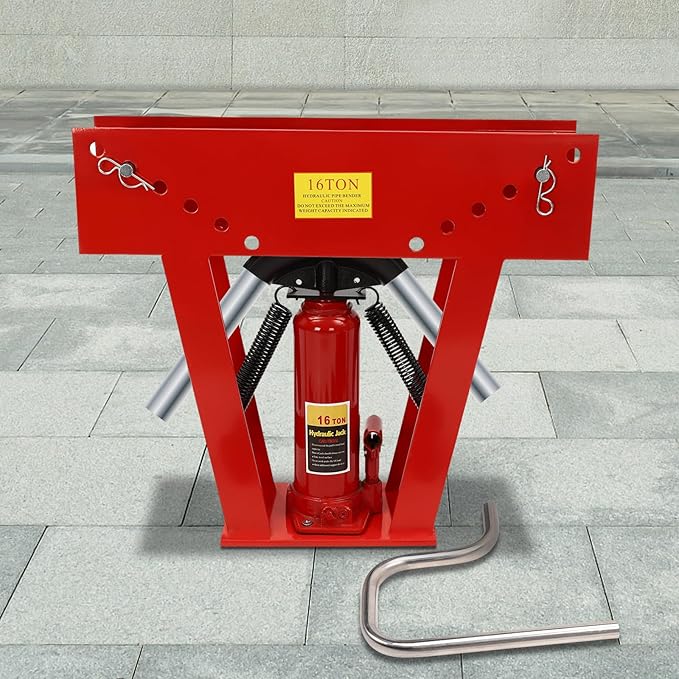 16 Ton Hydraulic Pipe Bender Manual Pipe Bending Machine Tube Bender Tool with 8 Bending Dies (1/2", 3/4", 1", 1-1/4", 1-1/2", 2", 2.5", 3") & Adjustable Guide Rollers 90-180° Bending for Pipeline