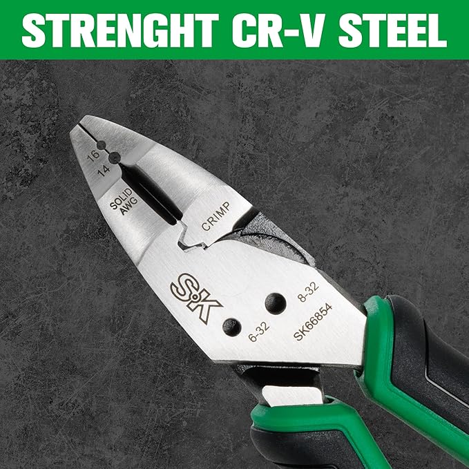SK 7-Inch Multi-use Diagonal Pliers, 5 IN 1, Premium CR-V Steel Construction, Ergonomic Anti-slip Handle for Comfortable Grip
