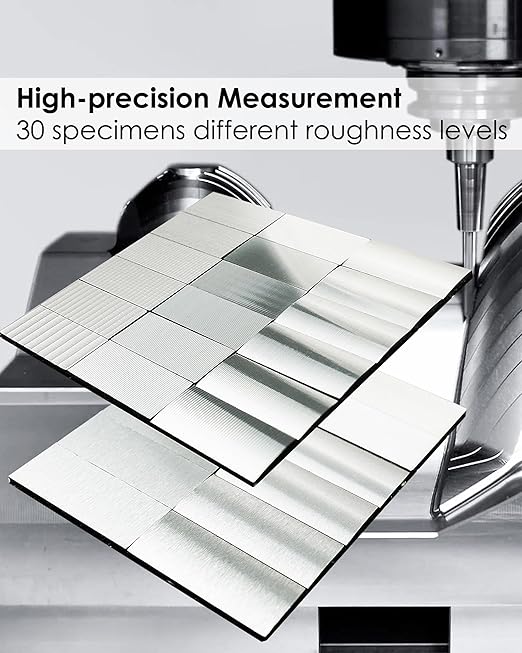 30 Specimens Surface Roughness Comparator Composite Pocket Set Gauge, Ra0.05-12.5mm Microfinish Comparator, Surface Finish Comparator Set for Lathe Machinery Manufacturing Teaching