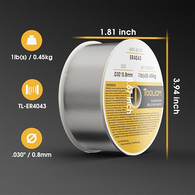 TOOLIOM ER4043 - .030" Welding Wire MIG Aluminum 0.8 mm Welding Wire - 1lb Spool